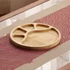 Round Wooden Divided Fruit Tray Nut Platter Multi-cell Food Storage Tray Wooden Handcrafted Fruit Snack Plate 2
