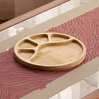 Round Wooden Divided Fruit Tray Nut Platter Multi-cell Food Storage Tray Wooden Handcrafted Fruit Snack Plate 2