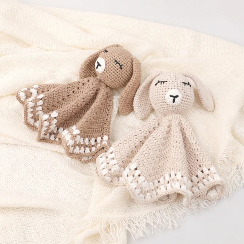 Crochet Cotton Baby Towel kawaii Knitted Bear Doll Newborns Security Comforters Blanket Baby Boy Girl Face Towel Soothing