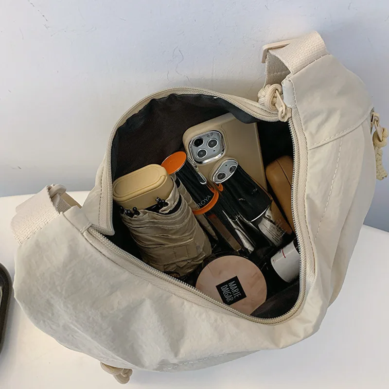 Summer Vintage Crinkle Nylon Shoulder Bag - Multi-Functional Convertible Messenger Tote, Lightweight Spacious for Travel