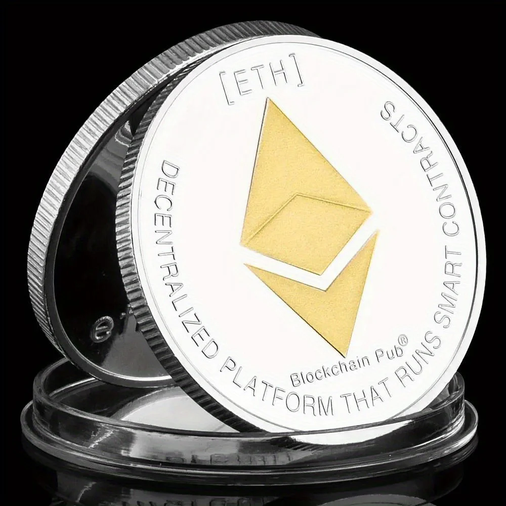 Ethereum Commemorative Coin Silvery Plated Collectibles Physical Cryptocurrency Crypto