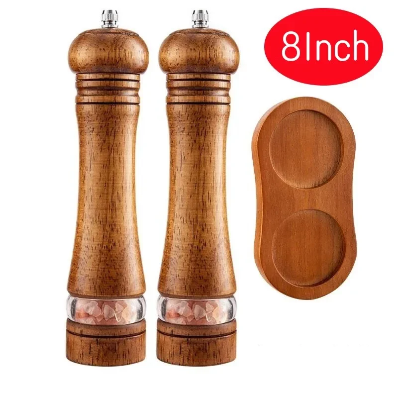 Set Di Macinapepe E Sale In Legno Da 8 ", Agitatori Manuali Per Sale Marino Per Uso Domestico, Macinaspezie, Set Di Base Per Macinare Pepe Nero