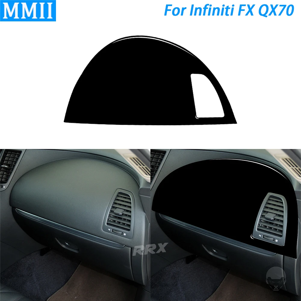 

For Infiniti FX 2009-2013 QX70 14+ Piano Black Co-pilot Storage Box Panel Trim Cover Car Interior Decoration Accessories Sticker