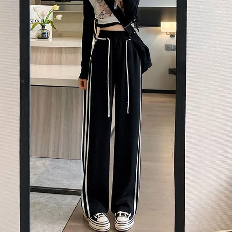 Women's Clothing Spring Autumn Trendy High Street Harajuku Y2K Pants Casual Sports Joggers Straight Trousers Wide Leg Sweatpants