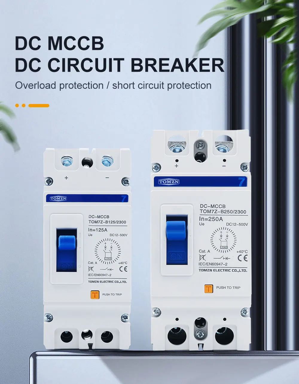 Description Picture 2 of item2P DC B curve 500V DC Solar Molded Case Circuit Breaker MCCB Overload Protection Switch Protector for Solar Photovoltaic PV