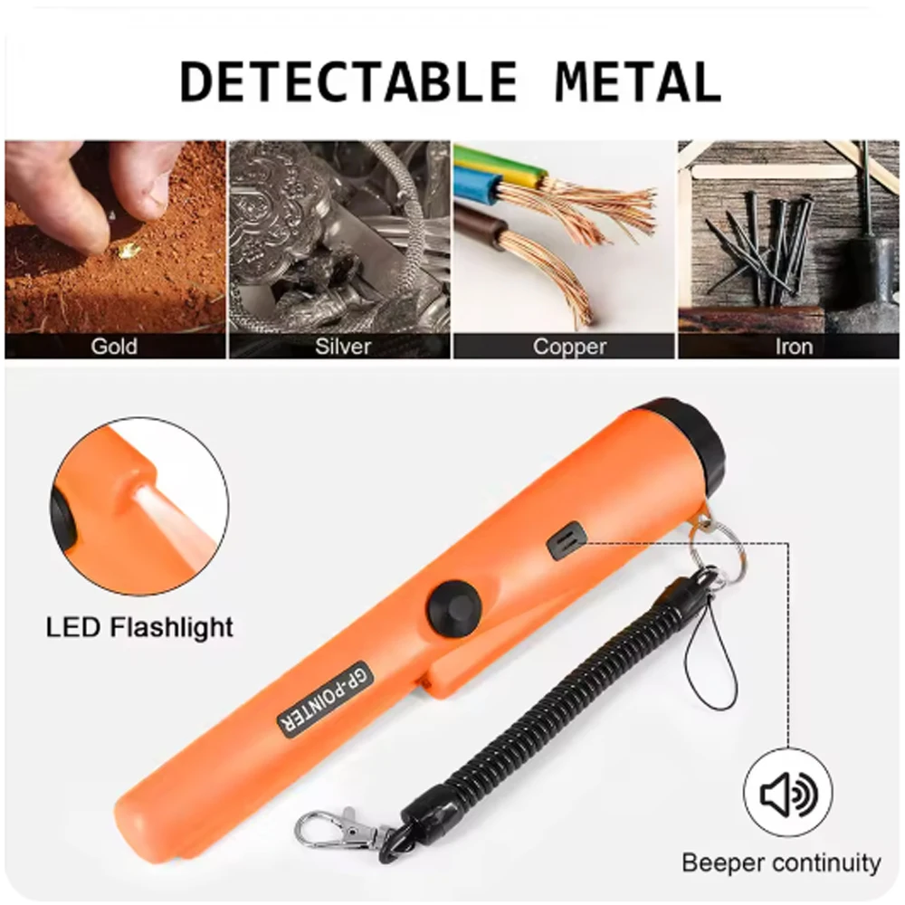 Metal Detector Pro GP-Pointer Handheld w/IP66 Waterproof & LED-Bracelet Strap for Treasure Hunting & Outdoor Exploration