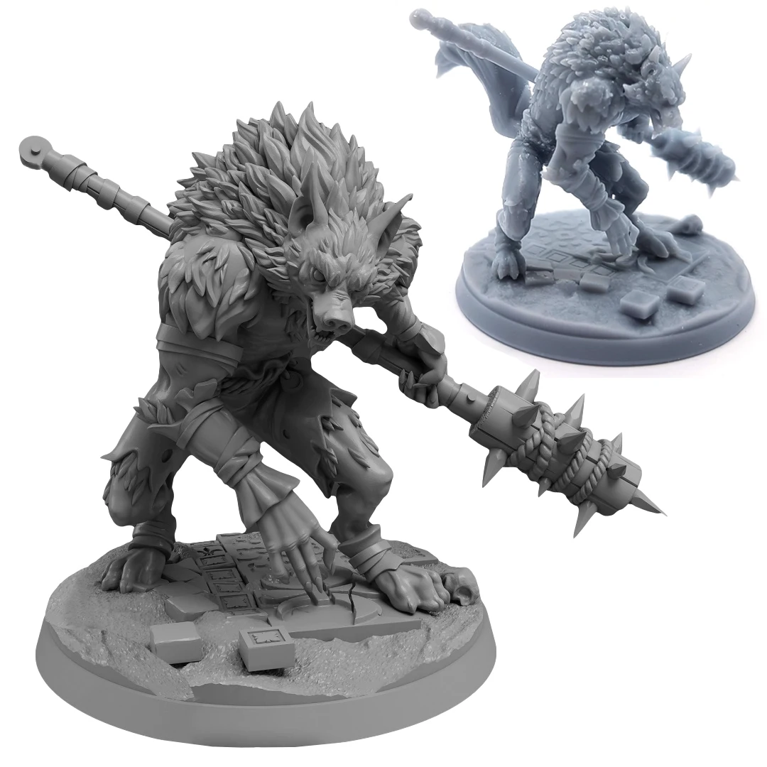 38mm 56mm Resin Model Werewolf Wolf Warrior Figure Unpainted