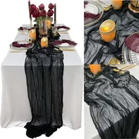 35 x 72 inch Black Cheesecloth Gauze Table Runner Wedding Decor Boho Arch Draping Gauze Event Centerpiece Shower Runner 1