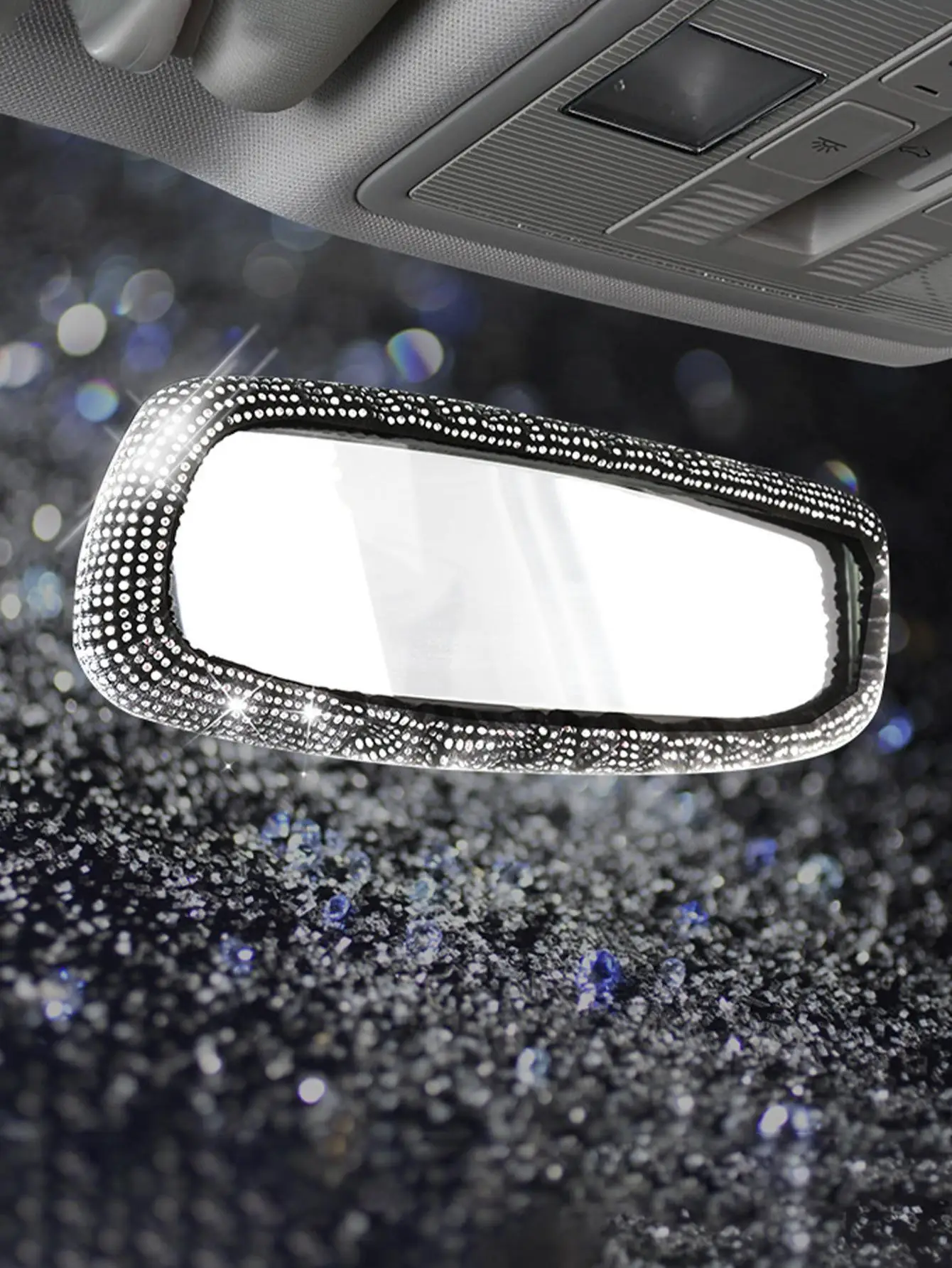 Rearview Mirror Cover 1pc Bling Rhinestone Car Rearview Mirror Cover Interior Rearview Mirror Protective Cover Interior Decoration Accessori