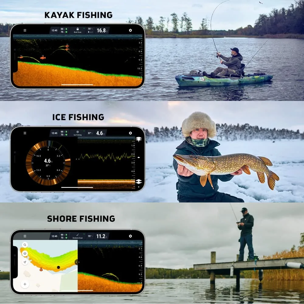 able and Portable WiFi Fish Finder with Gps for Kayaks and Boats on Shore Ice Fishing Fish Finder