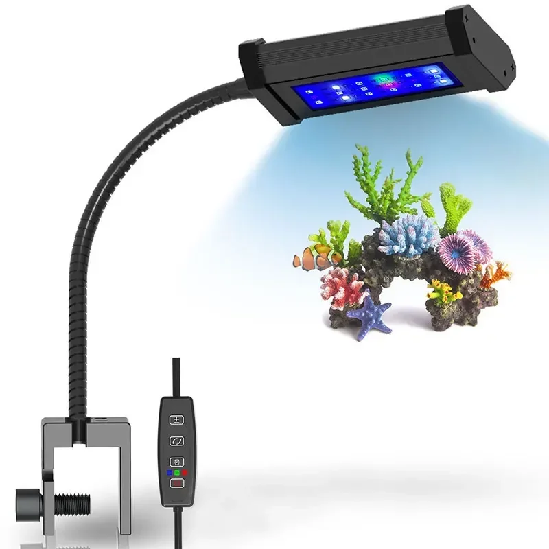 

Lominie LED Aquarium Light Full Spectrum 2-Channel Dimmable Fish Tank Light with Adjustable Gooseneck for Saltwater Coral