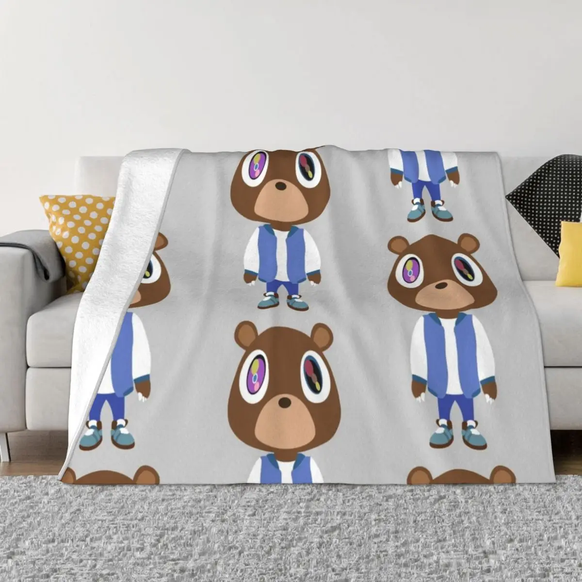 

Kanye Bear Throw Blanket Soft Plaid Soft Beds Thin Blankets
