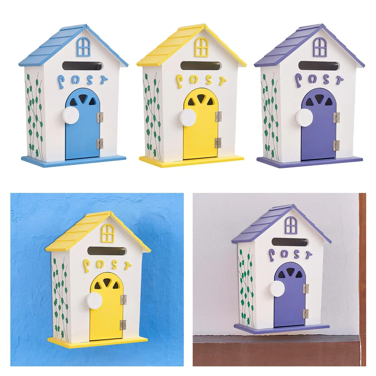 Wall Mount Mailbox Garden Wooden Post Box Rustic Sturdy Farmhouse Letter Box