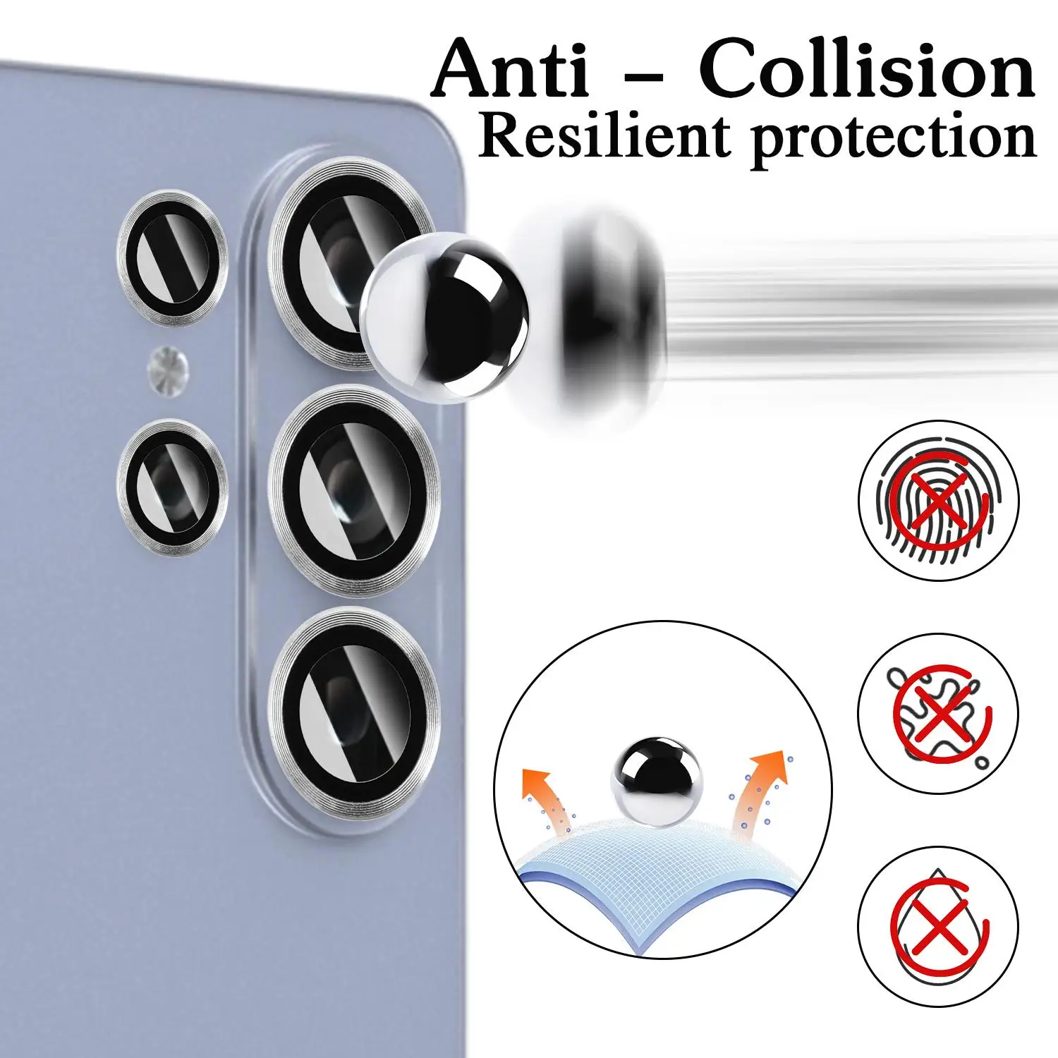 Premium Metal Ring Camera Lens Protector - HD Rear Glass Cover