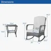 3-Piece Outdoor Furniture Set, Patio Conversation Chair, Wicker Cushioned Patio Rocker with Side Table for Porch, Garden, Poolsi 2