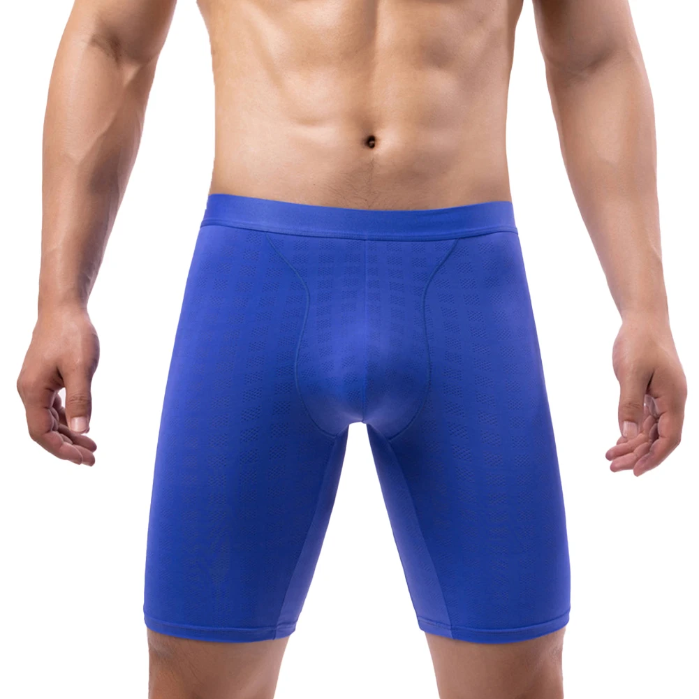 Get the Perfect Stretch and Support with Our Men's Ice Silk Long Leg Boxer Shorts | Nylon and Spandex Material sinequanone женские трусики с плоским животом perfect support stretch