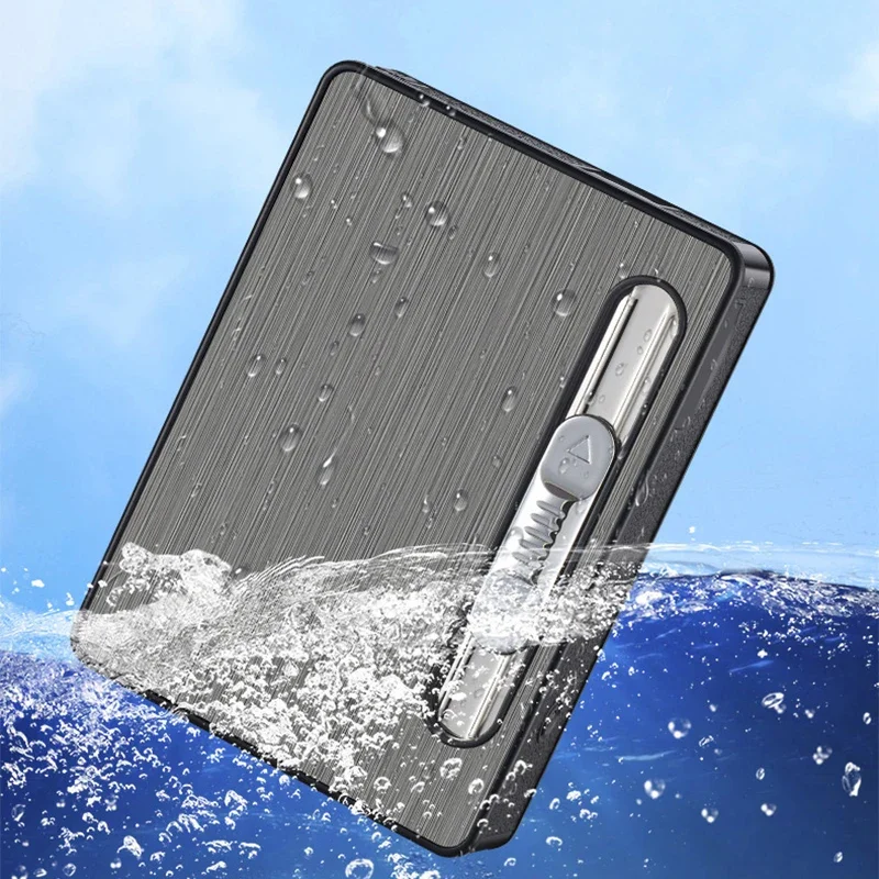 Portable USB Rechargeable Lighter 10 Pack Cigarette Case Windproof Lighter 3-in-1 Multifunctional Rechargeable Cigarette Case cigarette lighter