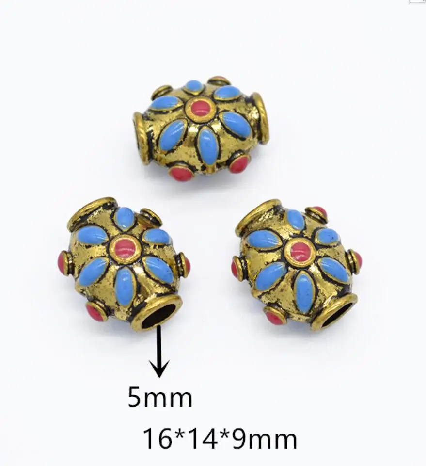 10Pcs Alloy Drop Oil Double Sided Loose Beads Spacer Beads 12mm Fashion Bracelet Necklace Earrings DIY Jewelry 16*14*9mm F0712