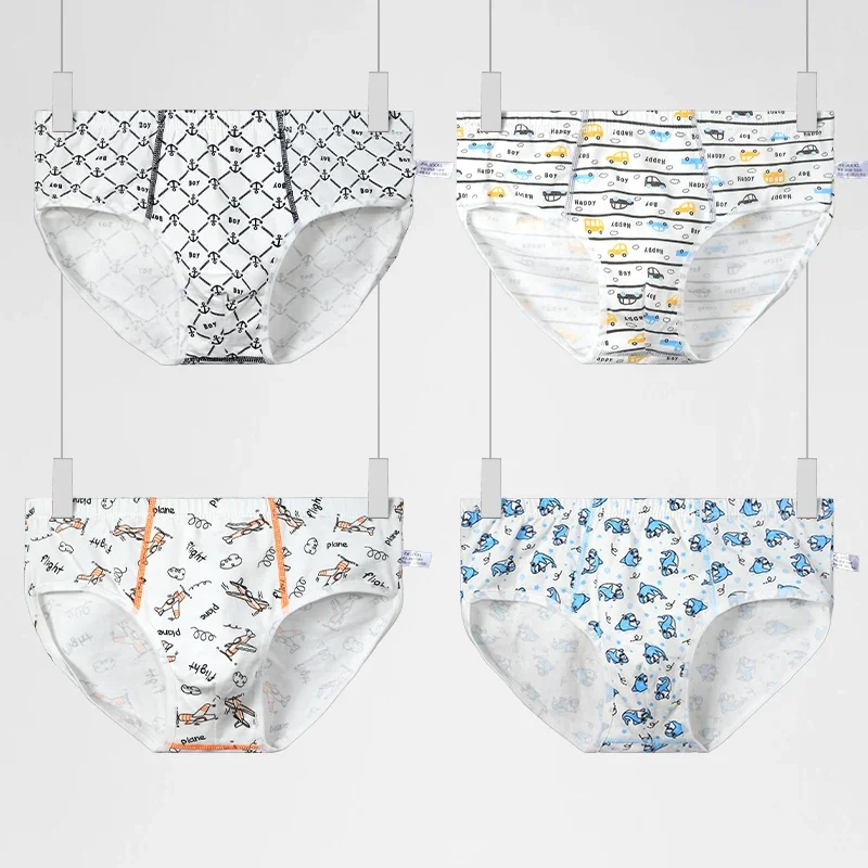 4 pezzi di biancheria intima di cotone per bambini, pantaloni piatti per ragazzi e neonati, stile estivo sottile senza pp, ragazzi piccoli e bambini medi - immagine 3