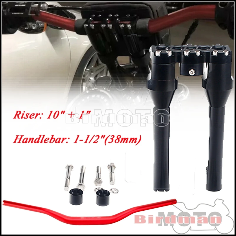 

For Harley Softail Dyna Spostster Street Bob Motorcycle 38mm Club Style 2.5" Pullback Handlebar 10"+1" Rise Straight Riser