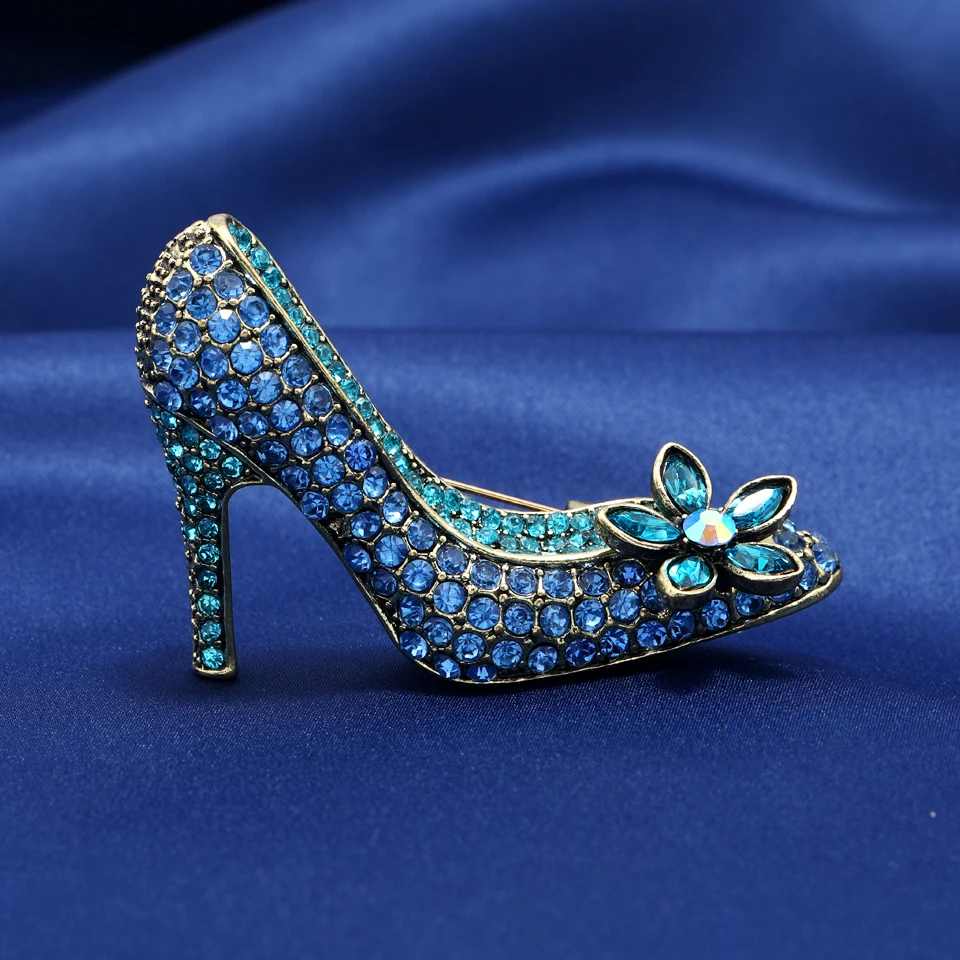 Morkopela Women Rhinestone High Heel Shoes Brooch Pin Collections Great