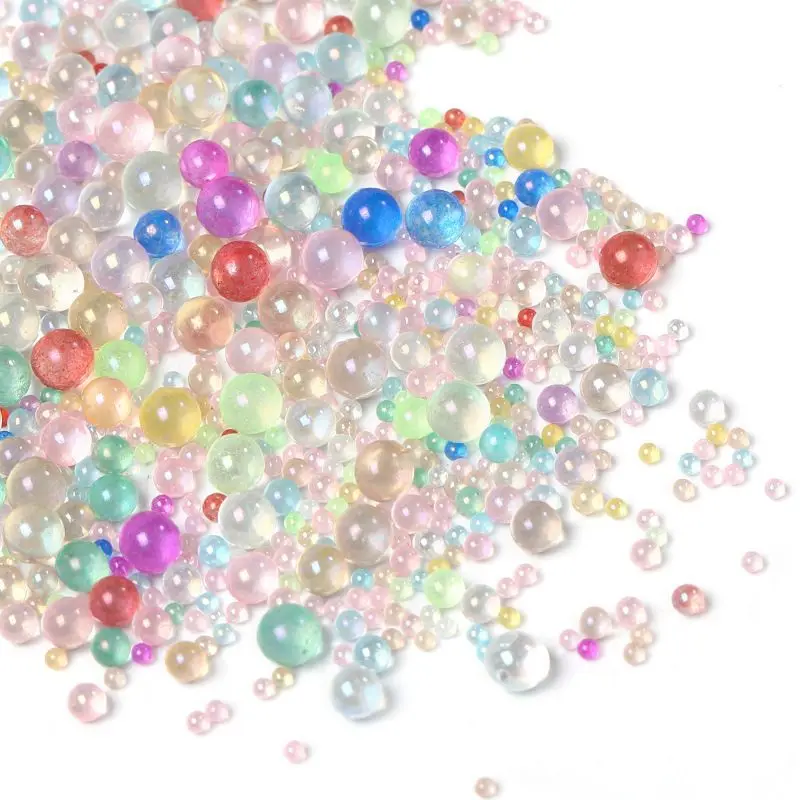 

Mixed Size of Non-porous Glass Bubble Beads Illusion Nail Finger Handmade DIY Phone Case Hair Clip Accessories Materials