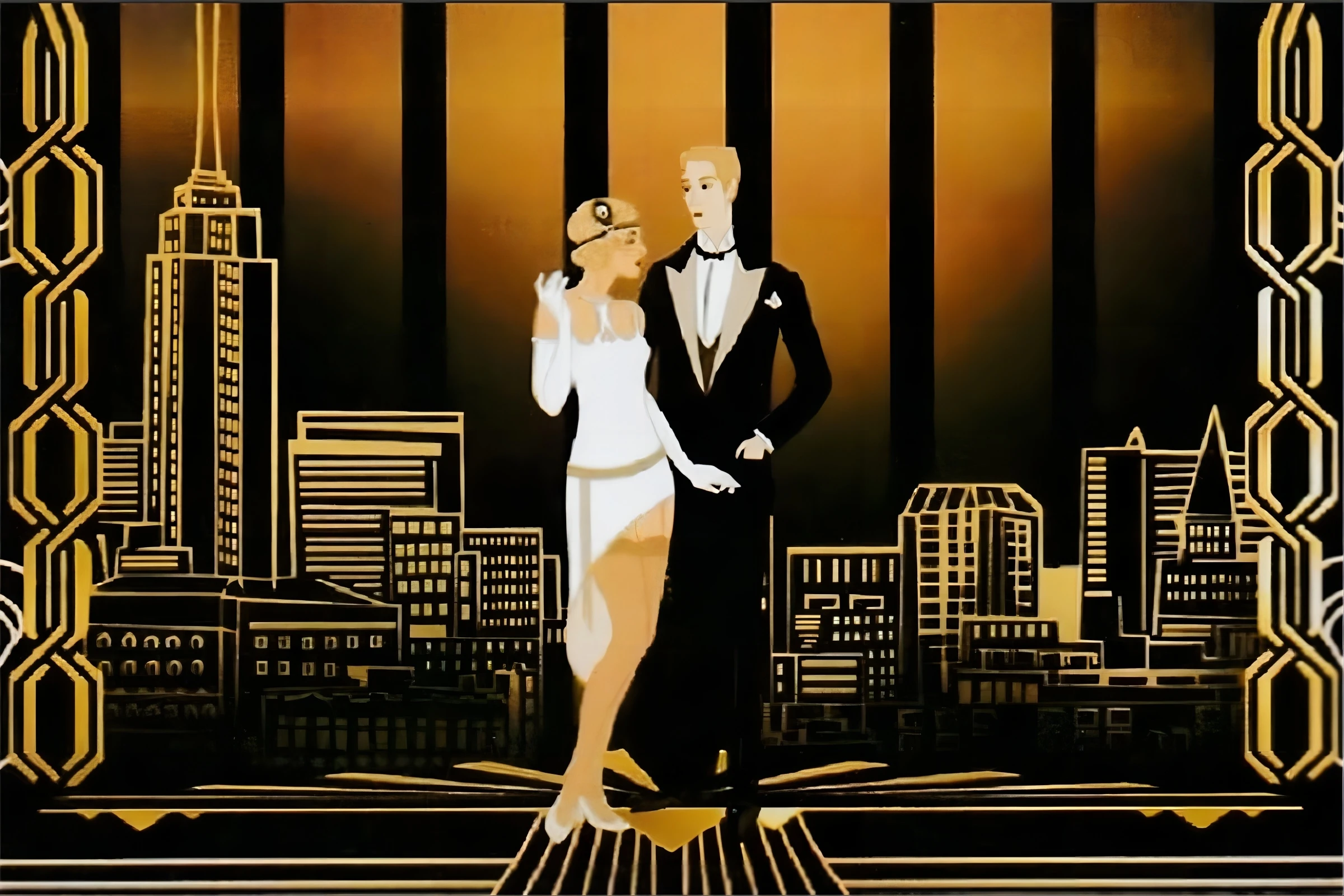 Fond Décoration Années 20 Art Déco - Thème Gatsby Le Grand - Bannière Anniversaire Vinyle