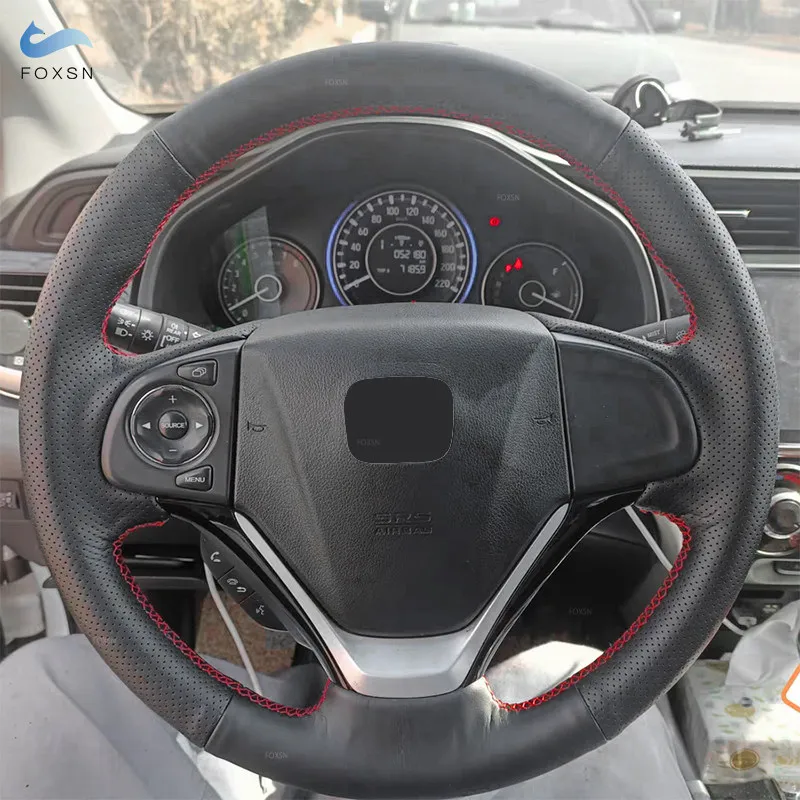 Geflochtenes Lenkrad für Honda CR-V CRV 2012 2013 2014 2015 2016. Auto-Innenlenkrad, handgenähte Lederabdeckungsverkleidung