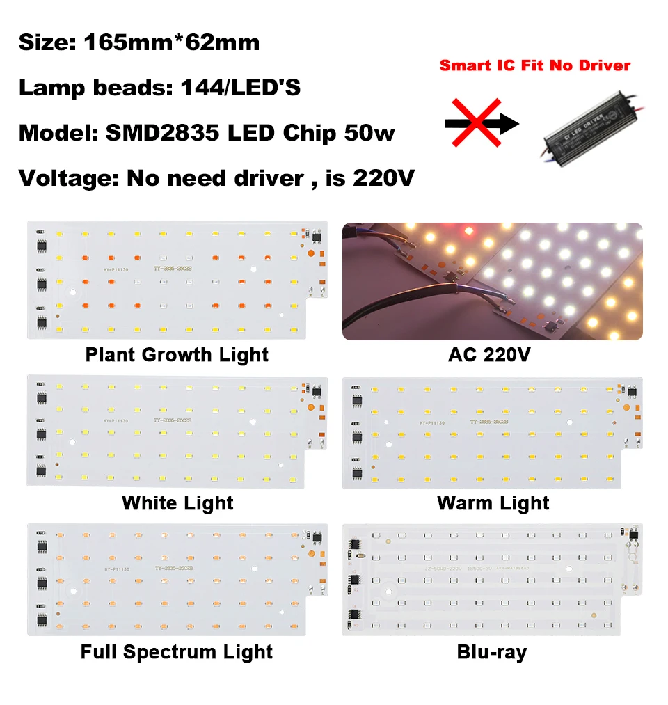 Description Picture 4 of item2pcs/lot 50W LED Flood Light Chip SMD 2835 Outdoor Floodlight AC 220V-240V For LED Street Lamp Landscape Lighting Chip LED