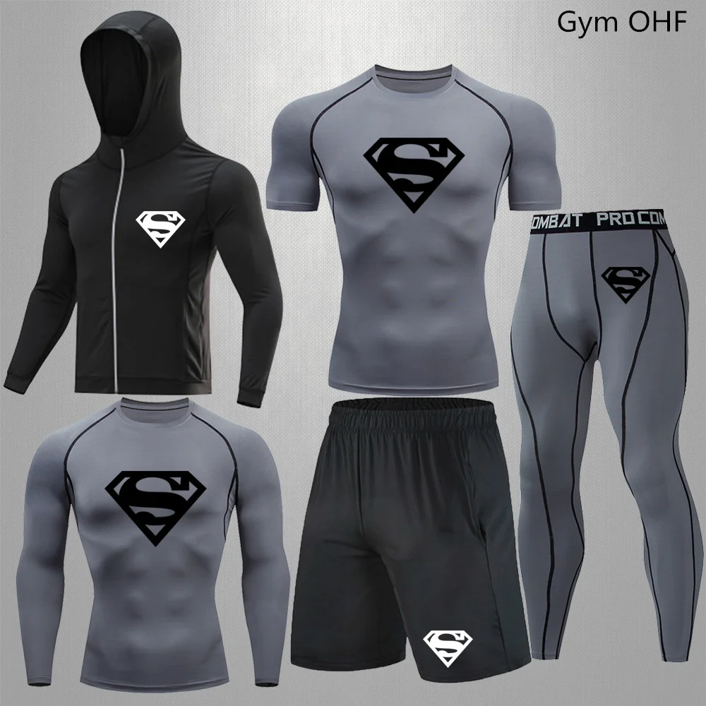 

Men's MMA Sport Suit Gym Men Boxing Fitness Sportswear Athletic Physical Training Clothes Workout Jogging Rashguard Sports Suits