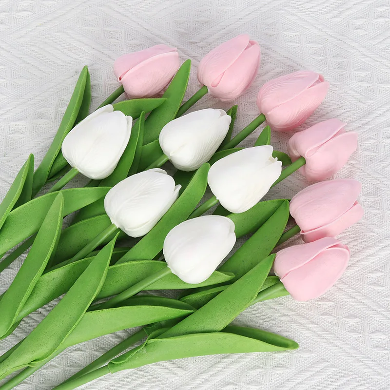 

10PCS Tulip Artificial Flower Real Touch Artificial Bouquet PU Fake Flower for Wedding Decoration Flowers Home Garden Decoration