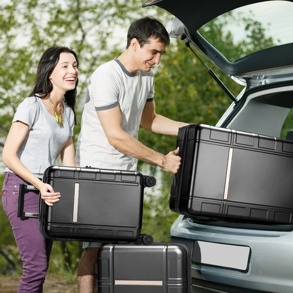 三合一套组双轮静音轮带干湿分离隔层 ABS&PC拉杆箱 20in 24in 28in ABS+PC  内铝外铁拉杆 布纹-黑色-32