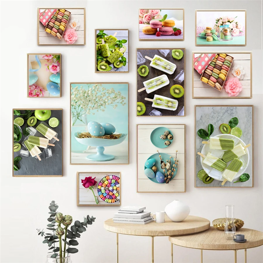 

Macaron Cake Coffee Food Canvas Painting Modern Home Decoration Wall Art Picture For Kitchen Decor Nordic Posters And Prints