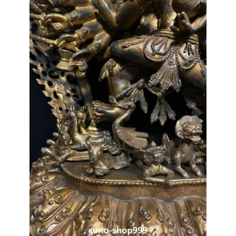 Фото 28 дюймов огромная старая буддистская статуя Будды Yamantaka Yama Dharmaraja №5