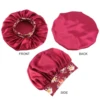 Women's Fashion Bonnet Flower Printed Hair Hat with Wide Edge Elastic Silk Smooth Satin Face for Daily Home Sleep Hat 5