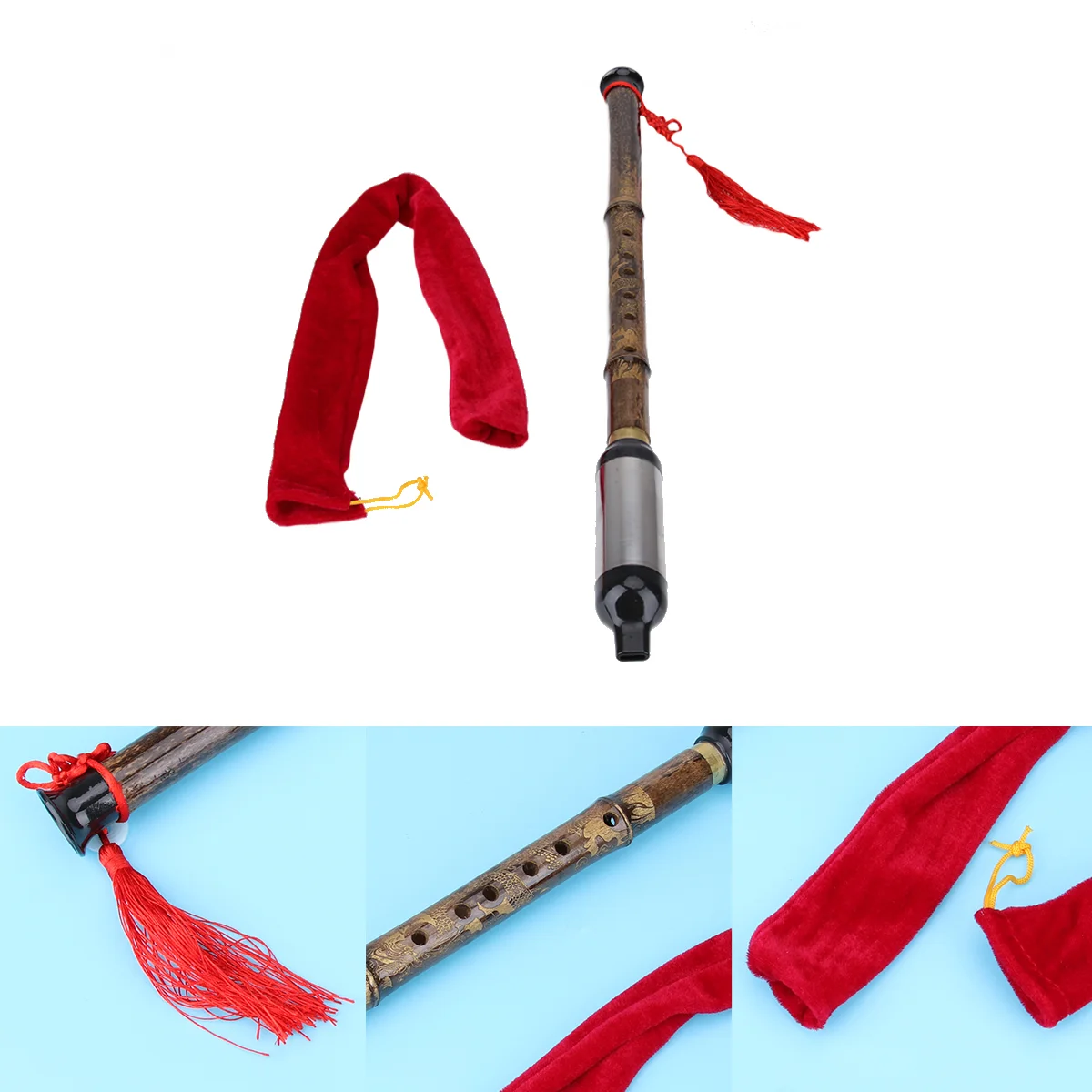 

Traditional Handmade Chinese Musical Instrument Purple Bamboo Flute Dizi in