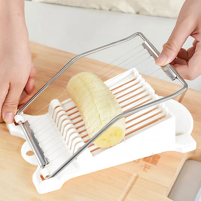 Spam Slicer,Multipurpose Luncheon Meat Slicer,Stainless Steel Wire Egg Slicer,Cuts 10 Slices for Fruit ,Onions,Soft Food and Ham (White)