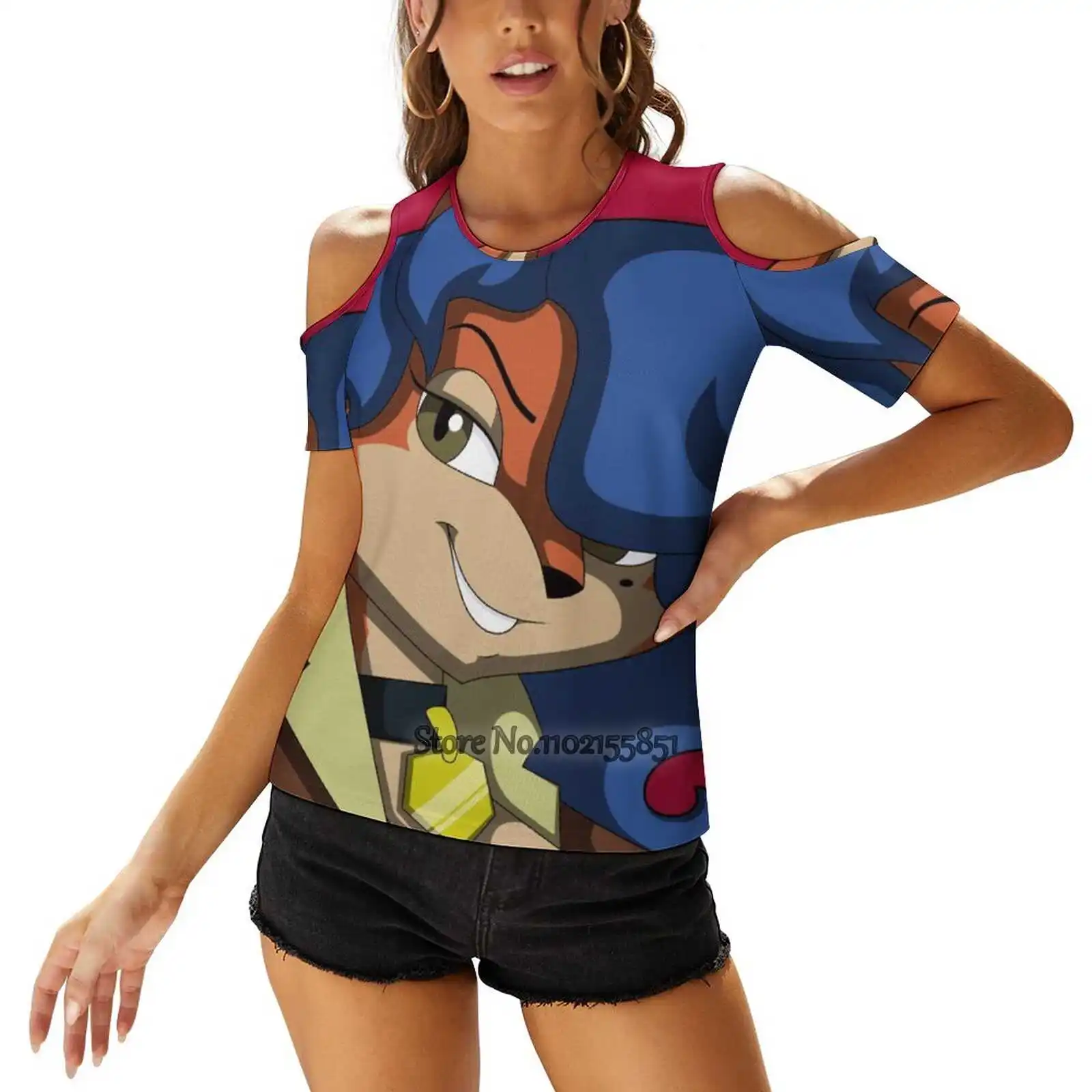 Giapponese Carmelita Fox Donna Stampa T-Shirt Estate Casual Top Streetwear T Shirt Coreano Top Sly Cooper Procione Carmelita Fox