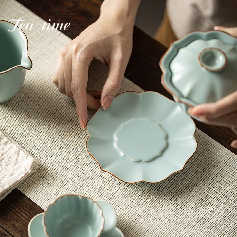Imitation Song Dynasty Azure Ru Kiln Gaiwan Porcelain Bowl Tea Bowl Tea Tureen Brewing Cover Chinese Set 155ml Gift