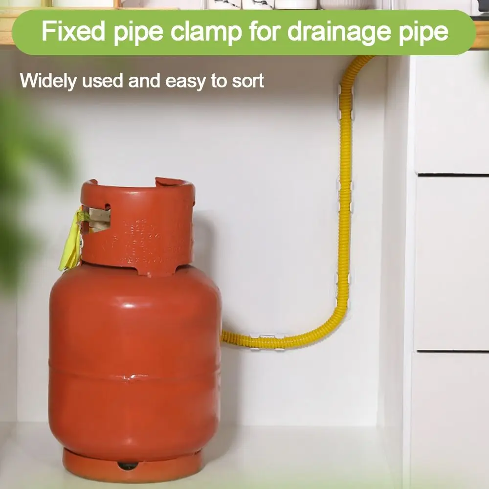 Self-adhesive Pipe Holder Pipe Clamp Hooks Rack Household Water Tube Fixed Buckle Clamp Hose Fixed Clip 5pcs