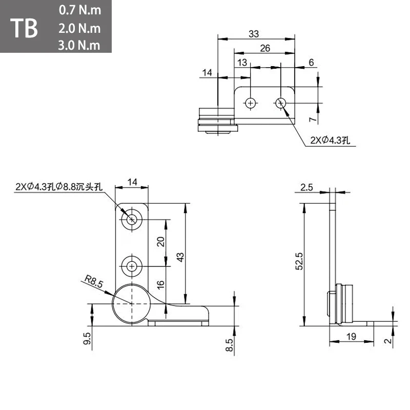 Stainless Steel Hinges 304 Stainless Steel Damping Hinge with Non Adjustable Torque Stop Mechanism Positioning Support for Medical Equipment