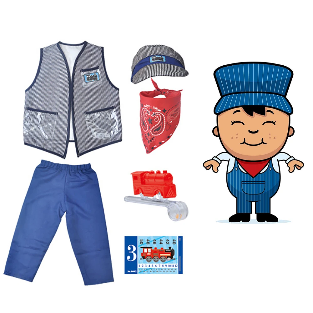 Princess Pretend Toys Kids Train Engineer Conductor Costume For Prom Performance
