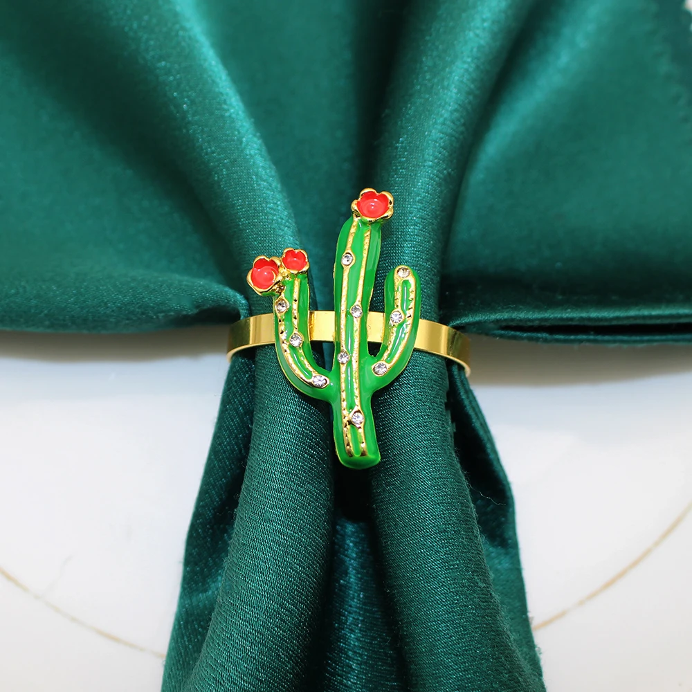 4Pcs Cactus Napkin Rings Summer Plant Napkin Holder Mexican Fiesta Buckle for Dining Table Decorations HB135
