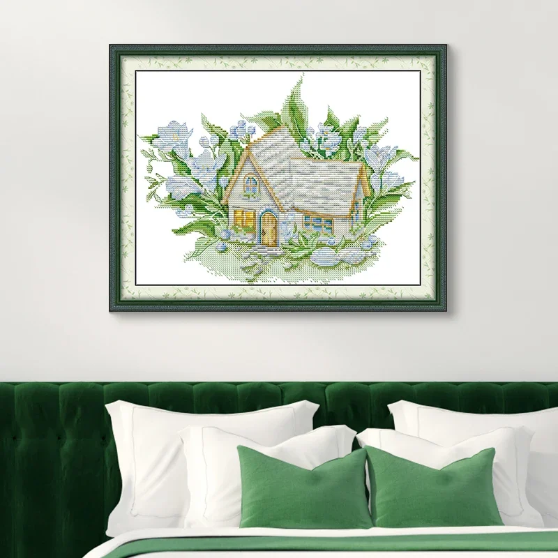 DIY Stickerei Kreuz Stich Full Kit Sommer Haus Muster Gezählt Gedruckt Leinwand Aida 16CT 14CT 11CT Hand Nadel Kunst Kits Neue