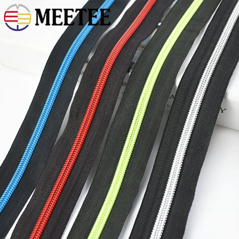5/10Meters 5 Nylon Zipper Tape Continuous Decorative Zips Roll Bag