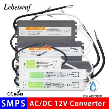 Fonte de alimentação de comutação led iluminação transformador ac para dc 12v tensão constante dc 12v 10w-400w waterproof ip67 1