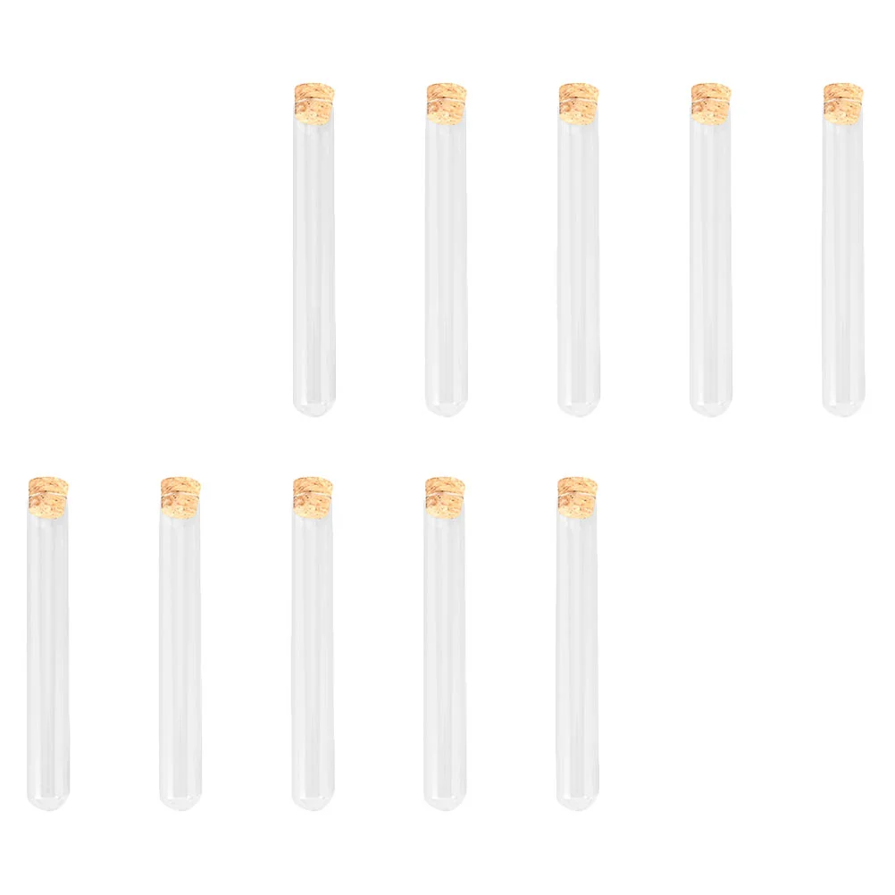 

10 Pcs Test Tube Sample Storage Container Beads with Cover Laboratory Accessories Wooden Accessory Glass Vase