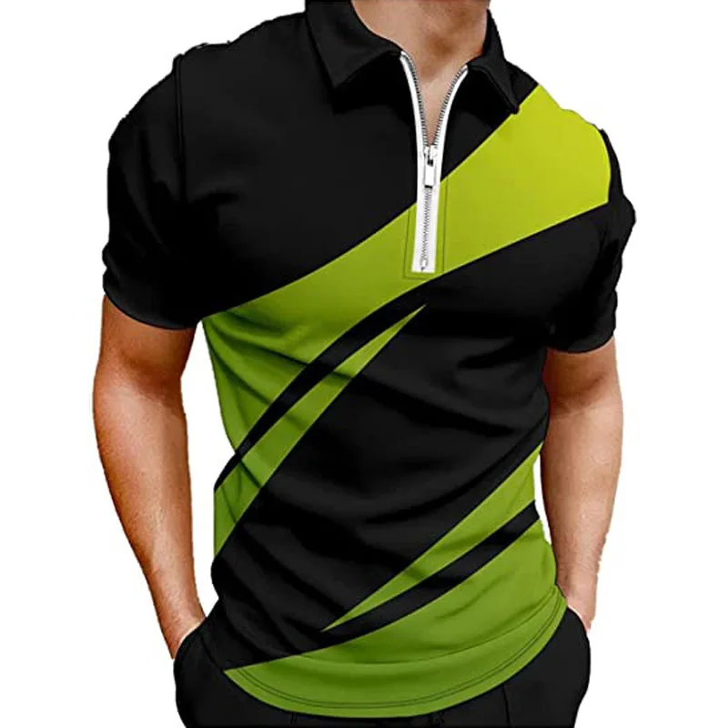 

New Summer Fashion Casual Polo Men's T-shirt Wonderful 3D Printed Stripe Polo Shirt Short Sleeves Best-Selling Men Clothing