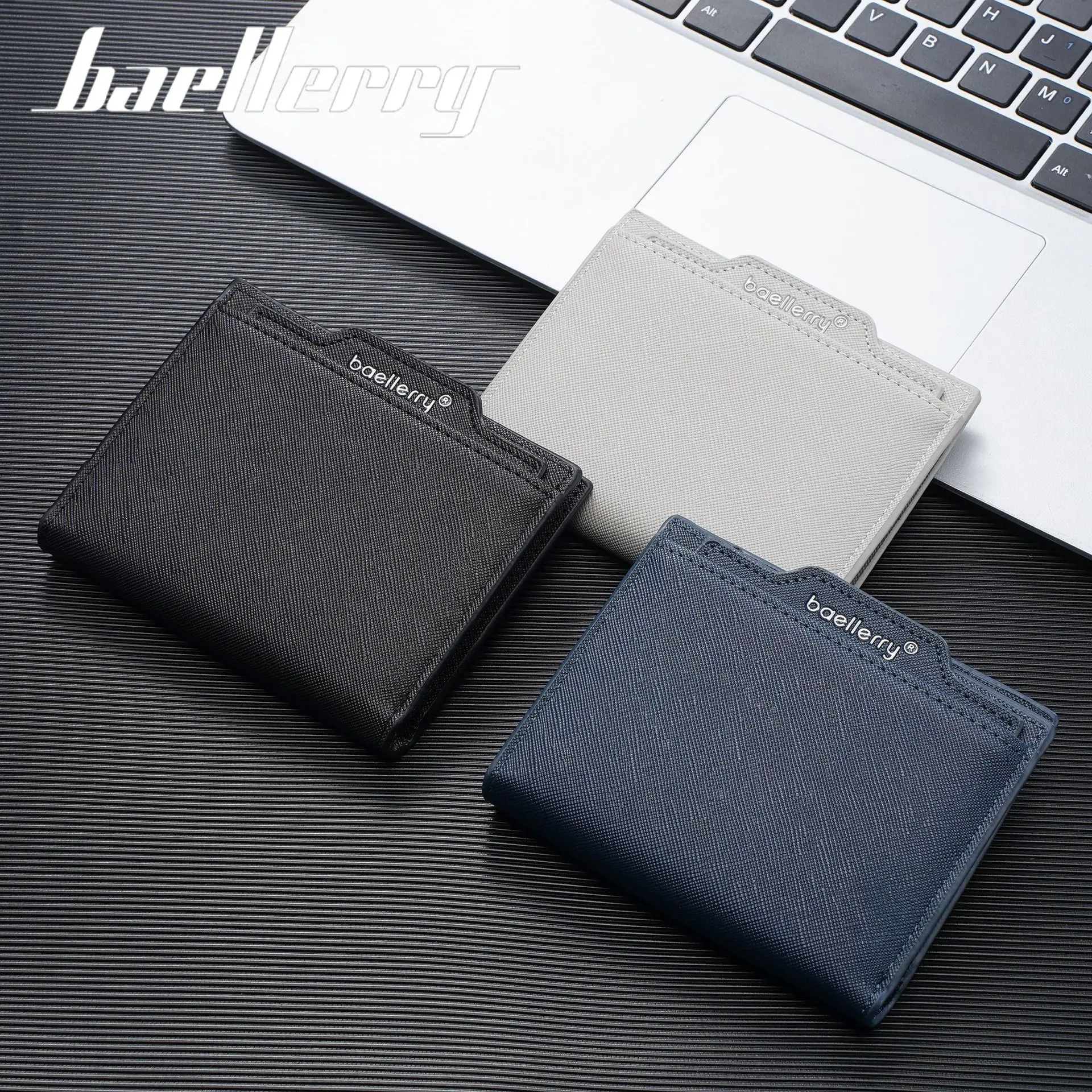 Baellerry Men's Ultra-Thin Short Wallet with 8 Card Slots + 1 Bill Compartment + 2 Sd Card Slots, Built-In Zipper Coin Pocket