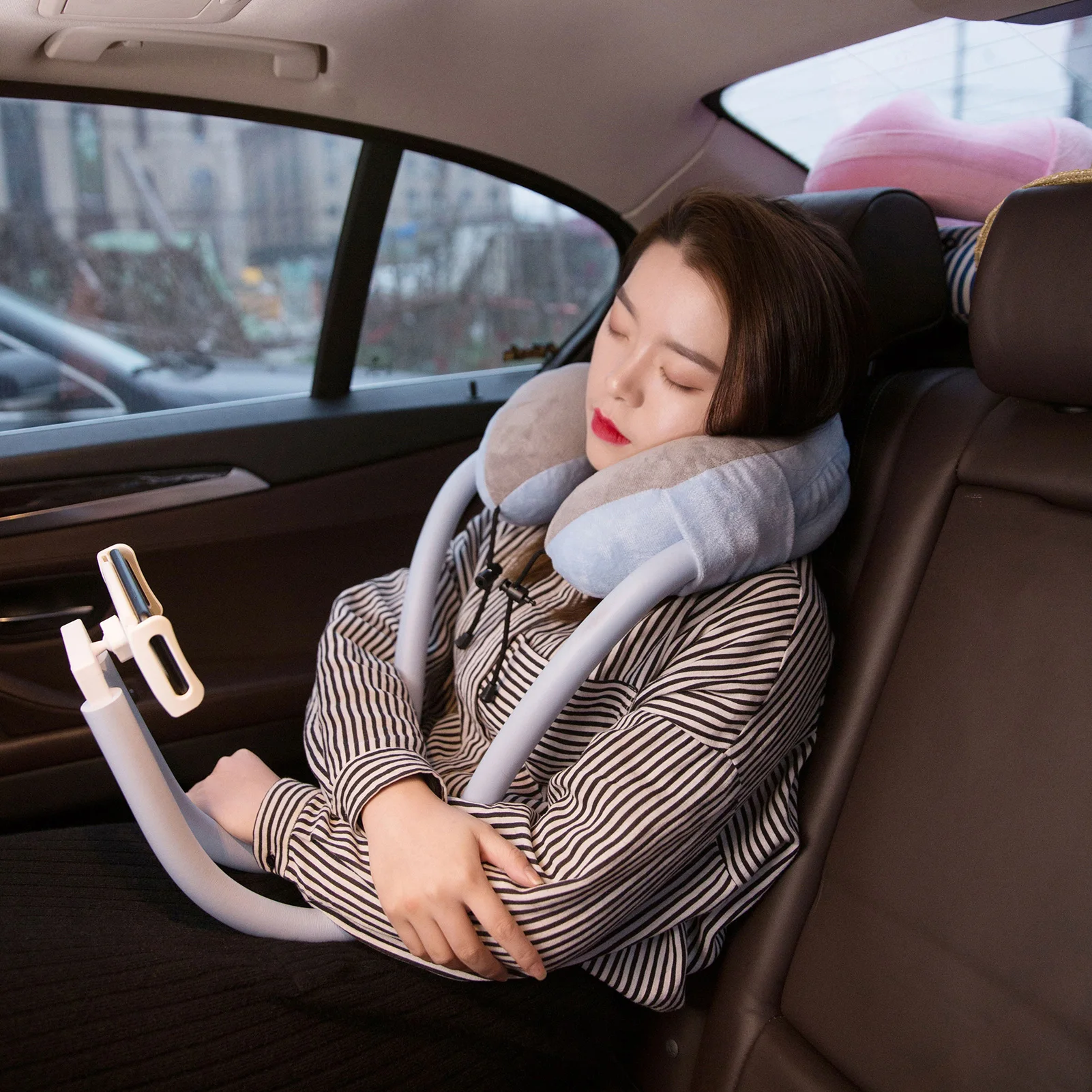 U-shaped Lazy Bracket Mobile Phone Holder with Soft Neck Pillow for Relax Watching Phone Video and Temporary Rest